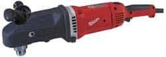 Milwaukee Tool - 1/2" Keyed Chuck, 450 & 1,750 RPM, Angled Handle Electric Drill - 13 Amps, 120 Volts, Reversible, Includes Side Handle - Apex Tool & Supply