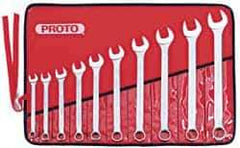 Proto - 10 Piece, 7/16 to 1", Combination Wrench Set - Inch System of Measurement, Satin Finish, Comes in Nylon Roll - Apex Tool & Supply