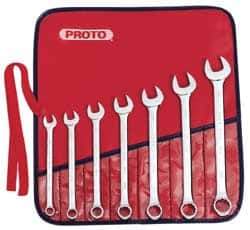 Proto - 7 Piece, 3/8" to 3/4", Combination Wrench Set - Inch Measurement Standard, Satin Finish, Comes in Nylon Roll - Apex Tool & Supply