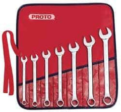 Proto - 7 Piece, 3/8" to 3/4", Combination Wrench Set - Inch Measurement Standard, Satin Finish, Comes in Nylon Roll - Apex Tool & Supply