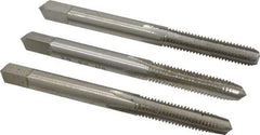 Interstate - #12-28 UNF, 4 Flute, Bottoming, Plug & Taper, Bright Finish, High Speed Steel Tap Set - 2-3/8" OAL, 15/16" Thread Length - Apex Tool & Supply