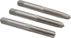 Interstate - 5/16-18 UNC, 4 Flute, Bottoming, Plug & Taper, Bright Finish, High Speed Steel Tap Set - Right Hand Cut, 2-23/32" OAL, 1" Thread Length - Apex Tool & Supply