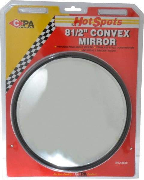 Value Collection - Automotive Full Size Convex Round Mirror with L Bracket - Stainless Steel, 8-1/2" Mirror Diam - Apex Tool & Supply