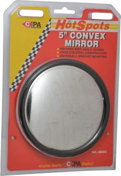 Value Collection - Automotive Full Size Convex Round Mirror with L Bracket - Stainless Steel, 5" Mirror Diam - Apex Tool & Supply