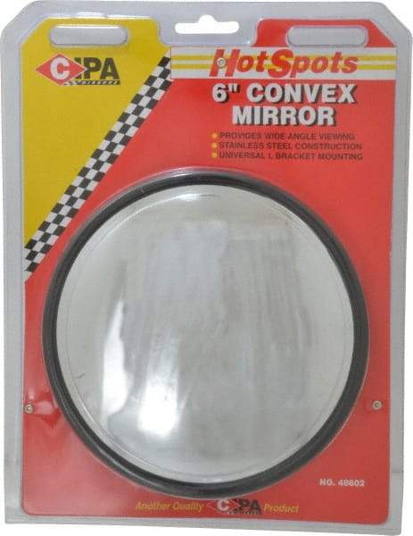 Value Collection - Automotive Full Size Convex Round Mirror with L Bracket - Stainless Steel, 6" Mirror Diam - Apex Tool & Supply