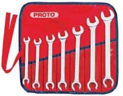 Proto - 7 Piece, 3/8" to 3/4", 12 Point Flare Nut Wrench Set - Inch Measurement Standard, Satin Finish, Comes in Pouch - Apex Tool & Supply