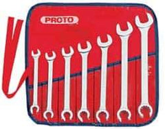 Proto - 7 Piece, 3/8" to 3/4", 12 Point Flare Nut Wrench Set - Inch Measurement Standard, Satin Finish, Comes in Pouch - Apex Tool & Supply