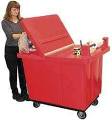 Bayhead Products - 30" Long x 28-1/2" Wide x 11" High, Gray Polyethylene Janitorial Style Lid - Use with Bayhead Poly-Truck UT-12 - Apex Tool & Supply