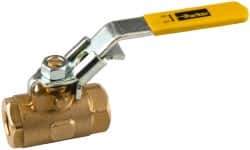 Parker - 1/4" Pipe, Brass Standard Ball Valve - FNPT Ends, Tee Handle, 150 WSP - Apex Tool & Supply