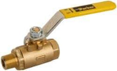 Parker - 3/8" Pipe, Brass Standard Ball Valve - 2 Piece, Inline - One Way Flow, MNPT x FNPT Ends, Lever Handle, 600 WOG, 150 WSP - Apex Tool & Supply