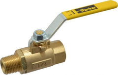 Parker - 1/2" Pipe, Brass Standard Ball Valve - 2 Piece, Inline - One Way Flow, MNPT x FNPT Ends, Lever Handle, 600 WOG, 150 WSP - Apex Tool & Supply