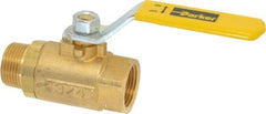 Parker - 3/4" Pipe, Brass Standard Ball Valve - 2 Piece, Inline - One Way Flow, MNPT x FNPT Ends, Lever Handle, 600 WOG, 150 WSP - Apex Tool & Supply