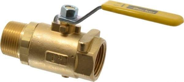 Parker - 1" Pipe, Brass Standard Ball Valve - 2 Piece, Inline - One Way Flow, MNPT x FNPT Ends, Lever Handle, 600 WOG, 150 WSP - Apex Tool & Supply