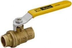 Parker - 1" Pipe, Brass Standard Ball Valve - 2 Piece, Inline - One Way Flow, Soldered x Soldered Ends, Lever Handle, 600 WOG, 150 WSP - Apex Tool & Supply