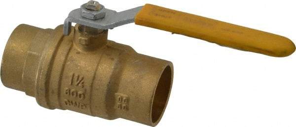 Parker - 1-1/4" Pipe, Brass Standard Ball Valve - 2 Piece, Inline - One Way Flow, Soldered x Soldered Ends, Lever Handle, 600 WOG, 150 WSP - Apex Tool & Supply