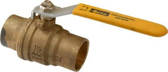 Parker - 1-1/2" Pipe, Brass Standard Ball Valve - 2 Piece, Inline - One Way Flow, Soldered x Soldered Ends, Lever Handle, 600 WOG, 150 WSP - Apex Tool & Supply