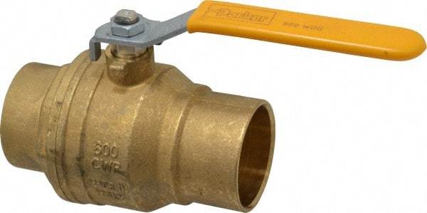Parker - 2" Pipe, Brass Standard Ball Valve - 2 Piece, Inline - One Way Flow, Soldered x Soldered Ends, Lever Handle, 600 WOG, 150 WSP - Apex Tool & Supply