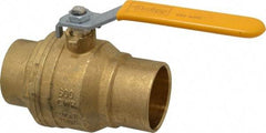 Parker - 2" Pipe, Brass Standard Ball Valve - 2 Piece, Inline - One Way Flow, Soldered x Soldered Ends, Lever Handle, 600 WOG, 150 WSP - Apex Tool & Supply