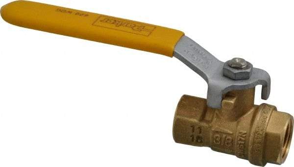 Parker - 3/8" Pipe, Brass Standard Ball Valve - 2 Piece, Inline - One Way Flow, FNPT x FNPT Ends, Lever Handle, 600 WOG, 150 WSP - Apex Tool & Supply