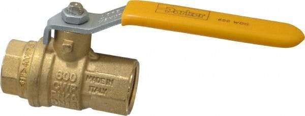 Parker - 1/2" Pipe, Brass Standard Ball Valve - 2 Piece, Inline - One Way Flow, FNPT x FNPT Ends, Lever Handle, 600 WOG, 150 WSP - Apex Tool & Supply