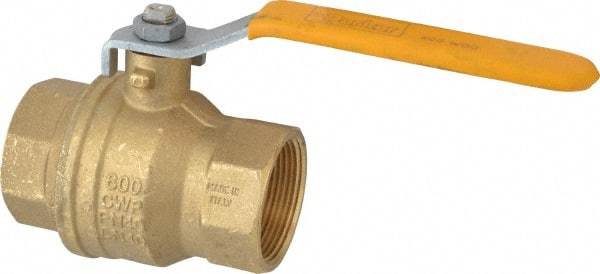 Parker - 1-1/2" Pipe, Brass Standard Ball Valve - 2 Piece, Inline - One Way Flow, FNPT x FNPT Ends, Lever Handle, 600 WOG, 150 WSP - Apex Tool & Supply