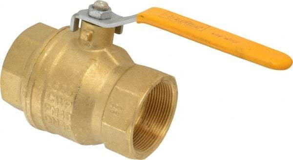 Parker - 2" Pipe, Brass Standard Ball Valve - 2 Piece, Inline - One Way Flow, FNPT x FNPT Ends, Lever Handle, 600 WOG, 150 WSP - Apex Tool & Supply