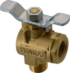 Parker - 3/8" Pipe, Brass Standard Ball Valve - 2 Piece, Right Angle, MNPT x FNPT Ends, Tee Handle, 250 WOG, 150 WSP - Apex Tool & Supply