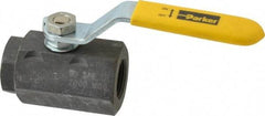 Parker - 3/4" Pipe, Carbon Steel Standard Ball Valve - 2 Piece, Inline - One Way Flow, FNPT x FNPT Ends, Lever Handle, 2,000 WOG, 150 WSP - Apex Tool & Supply