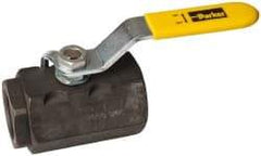 Parker - 1" Pipe, Carbon Steel Standard Ball Valve - 2 Piece, Inline - One Way Flow, FNPT x FNPT Ends, Lever Handle, 2,000 WOG, 150 WSP - Apex Tool & Supply