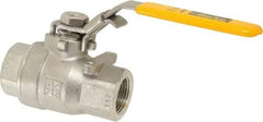Parker - 3/4" Pipe, Full Port, Stainless Steel Standard Ball Valve - 2 Piece, Inline - One Way Flow, FNPT x FNPT Ends, Padlock Handle, 2,000 WOG, 150 WSP - Apex Tool & Supply