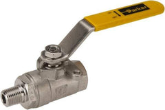 Parker - 1/4" Pipe, Full Port, Stainless Steel Standard Ball Valve - 2 Piece, Inline - One Way Flow, MNPT x FNPT Ends, Lever Handle, 2,000 WOG, 150 WSP - Apex Tool & Supply