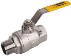 Parker - 1" Pipe, Full Port, Stainless Steel Standard Ball Valve - 2 Piece, Inline - One Way Flow, MNPT x FNPT Ends, Lever Handle, 2,000 WOG, 150 WSP - Apex Tool & Supply