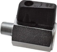 Value Collection - 1/8" Pipe, Brass Miniature Ball Valve - Inline - One Way Flow, MNPT x FNPT Ends, Wedge Handle, 450 WOG - Apex Tool & Supply