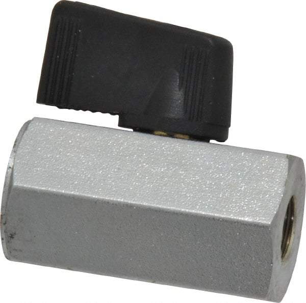 Midwest Control - 1/8" Pipe, Brass Miniature Ball Valve - Inline - One Way Flow, FNPT x FNPT Ends, Wedge Handle, 450 WOG - Apex Tool & Supply