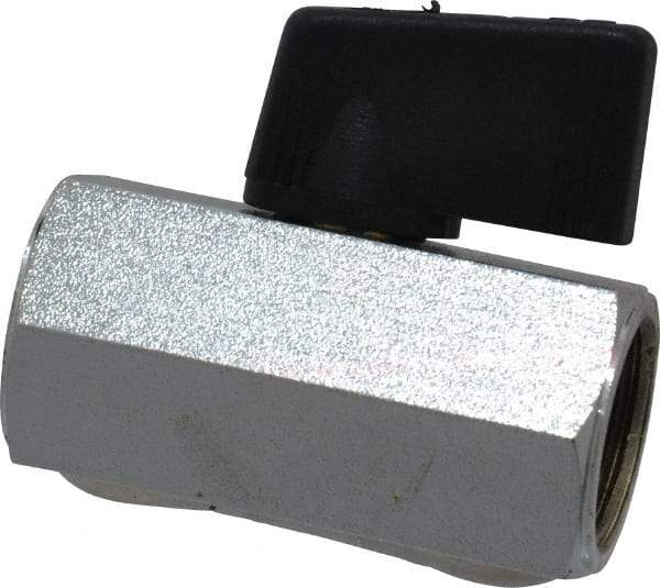 Midwest Control - 3/8" Pipe, Brass Miniature Ball Valve - Inline - One Way Flow, FNPT x FNPT Ends, Wedge Handle, 450 WOG - Apex Tool & Supply