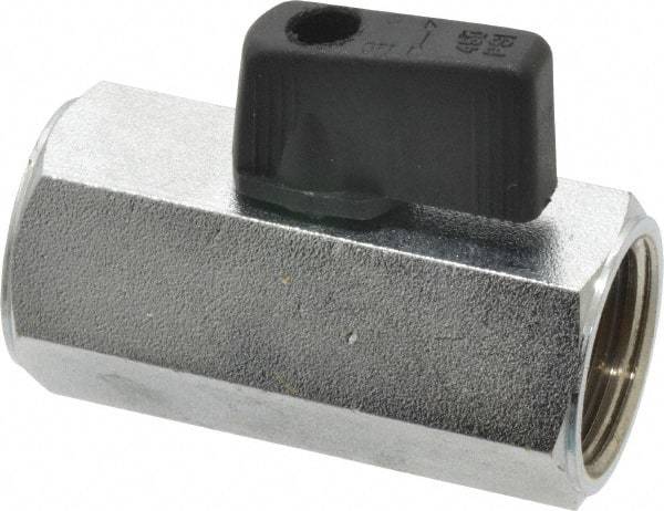 Midwest Control - 1/2" Pipe, Brass Miniature Ball Valve - Inline - One Way Flow, FNPT x FNPT Ends, Wedge Handle, 450 WOG - Apex Tool & Supply