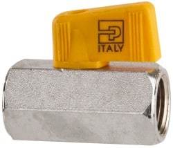 Parker - 3/8 x 1/4" Pipe, Brass Miniature Ball Valve - Inline - One Way Flow, FNPT x FNPT Ends, Wedge Handle, 450 WOG - Apex Tool & Supply