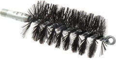 Schaefer Brush - 4-1/2" Brush Length, 2-1/2" Diam, Double Stem, Single Spiral Flue Brush - 7-1/2" Long, Tempered Steel Wire, 1/4" NPSM Male Connection - Apex Tool & Supply