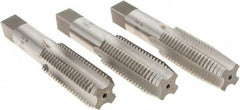 Interstate - 1-8 UNC, 4 Flute, Bottoming, Plug & Taper, Bright Finish, High Speed Steel Tap Set - Right Hand Cut, 5-1/8" OAL, 2-1/2" Thread Length - Apex Tool & Supply