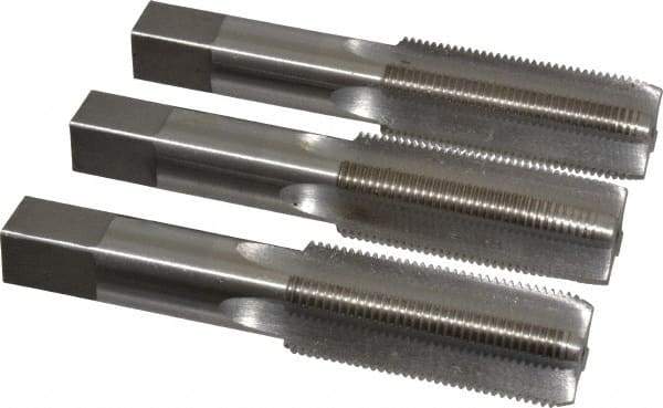 Interstate - 1-14 UNS, 4 Flute, Bottoming, Plug & Taper, Bright Finish, High Speed Steel Tap Set - Right Hand Cut, 5-1/8" OAL, 2-1/2" Thread Length - Apex Tool & Supply