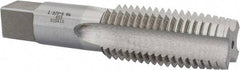 Interstate - 1-3/8 - 6 UNC 3B 4 Flute Bright Finish High Speed Steel Straight Flute Standard Hand Tap - Taper, Right Hand Thread, 6-1/16" OAL, 3" Thread Length, H4 Limit, Oversize - Apex Tool & Supply