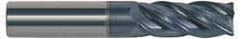 Accupro - 1/2", 4 Flute, Single End, Solid Carbide, Corner Chamfer End Mill - 4" OAL, Right Hand Flute, 2" LOC, Right Hand Cut - Apex Tool & Supply