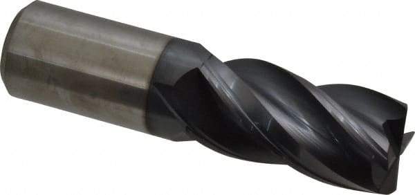Accupro - 1", 4 Flute, Single End, Solid Carbide, Corner Chamfer End Mill - 4" OAL, Right Hand Flute, 2" LOC, Right Hand Cut - Apex Tool & Supply