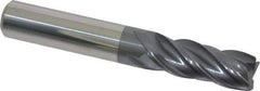 Accupro - 3/8", 4 Flute, Single End, Solid Carbide, Corner Chamfer End Mill - 2-1/2" OAL, Right Hand Flute, 1" LOC, Right Hand Cut - Apex Tool & Supply