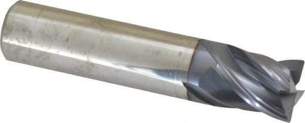 Accupro - 5/8", 4 Flute, Single End, Solid Carbide, Corner Chamfer End Mill - 3" OAL, Right Hand Flute, 3/4" LOC, Right Hand Cut - Apex Tool & Supply