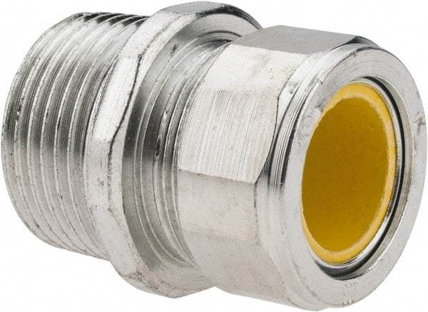 Cooper Crouse-Hinds - 0.65 to 3/4" Cable Capacity, Liquidtight, Straight Strain Relief Cord Grip - 1 NPT Thread, 1-3/4" Long, Steel - Apex Tool & Supply