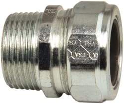 Cooper Crouse-Hinds - 0.85 to 0.95" Cable Capacity, Liquidtight, Straight Strain Relief Cord Grip - 1 NPT Thread, 1-7/8" Long, Steel - Apex Tool & Supply