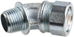 Cooper Crouse-Hinds - 1/4 to 0.35" Cable Capacity, Liquidtight, Elbow Strain Relief Cord Grip - 1/2 NPT Thread, 1-25/32" Long, Malleable Iron - Apex Tool & Supply
