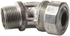 Cooper Crouse-Hinds - 0.45 to 0.56" Cable Capacity, Liquidtight, Elbow Strain Relief Cord Grip - 3/4 NPT Thread, 2-17/32" Long, Malleable Iron - Apex Tool & Supply