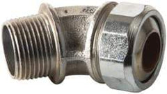 Cooper Crouse-Hinds - 0.55 to 0.65" Cable Capacity, Liquidtight, Elbow Strain Relief Cord Grip - 3/4 NPT Thread, 2-17/32" Long, Malleable Iron - Apex Tool & Supply